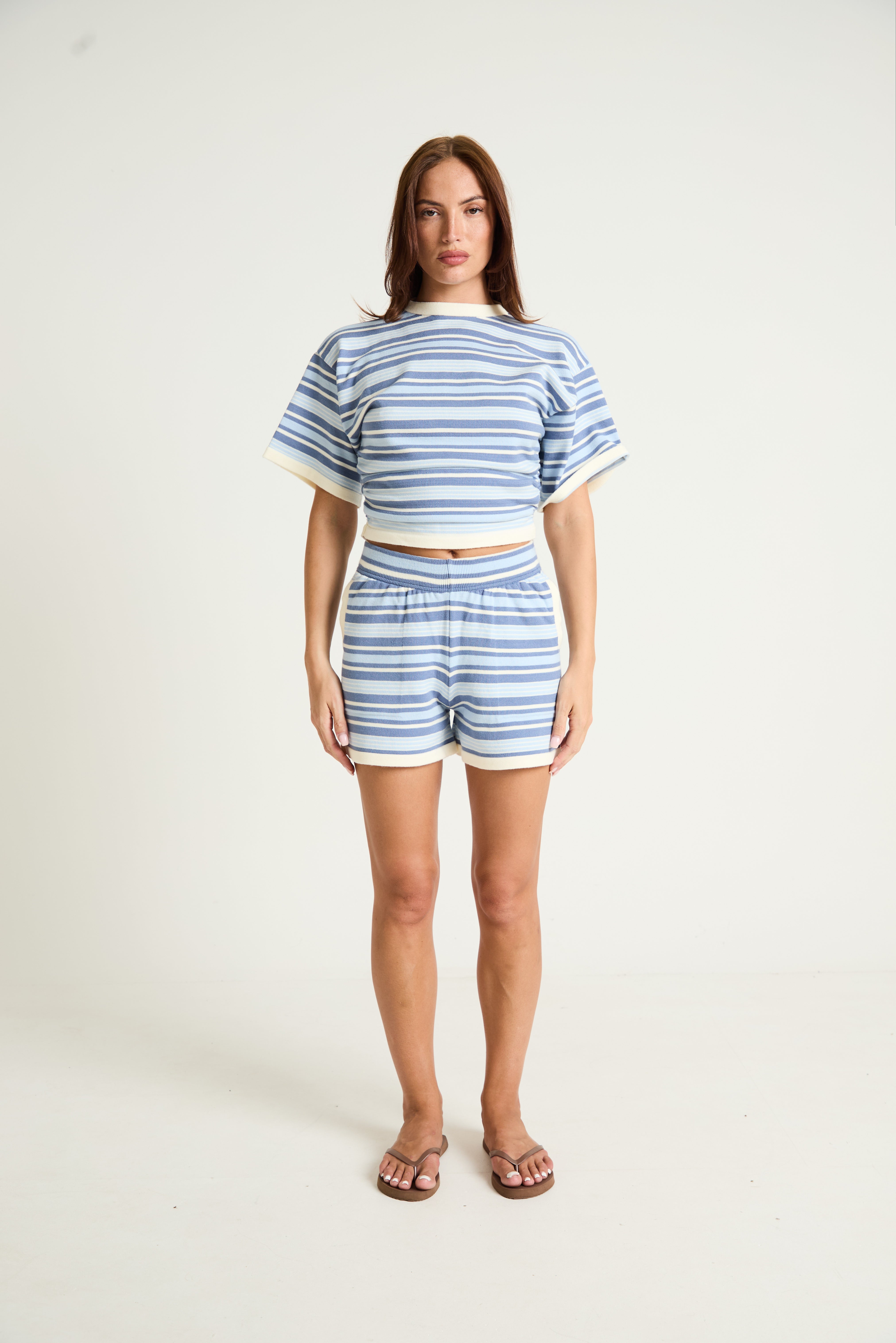 Stripe Lounge Shorts in Blue