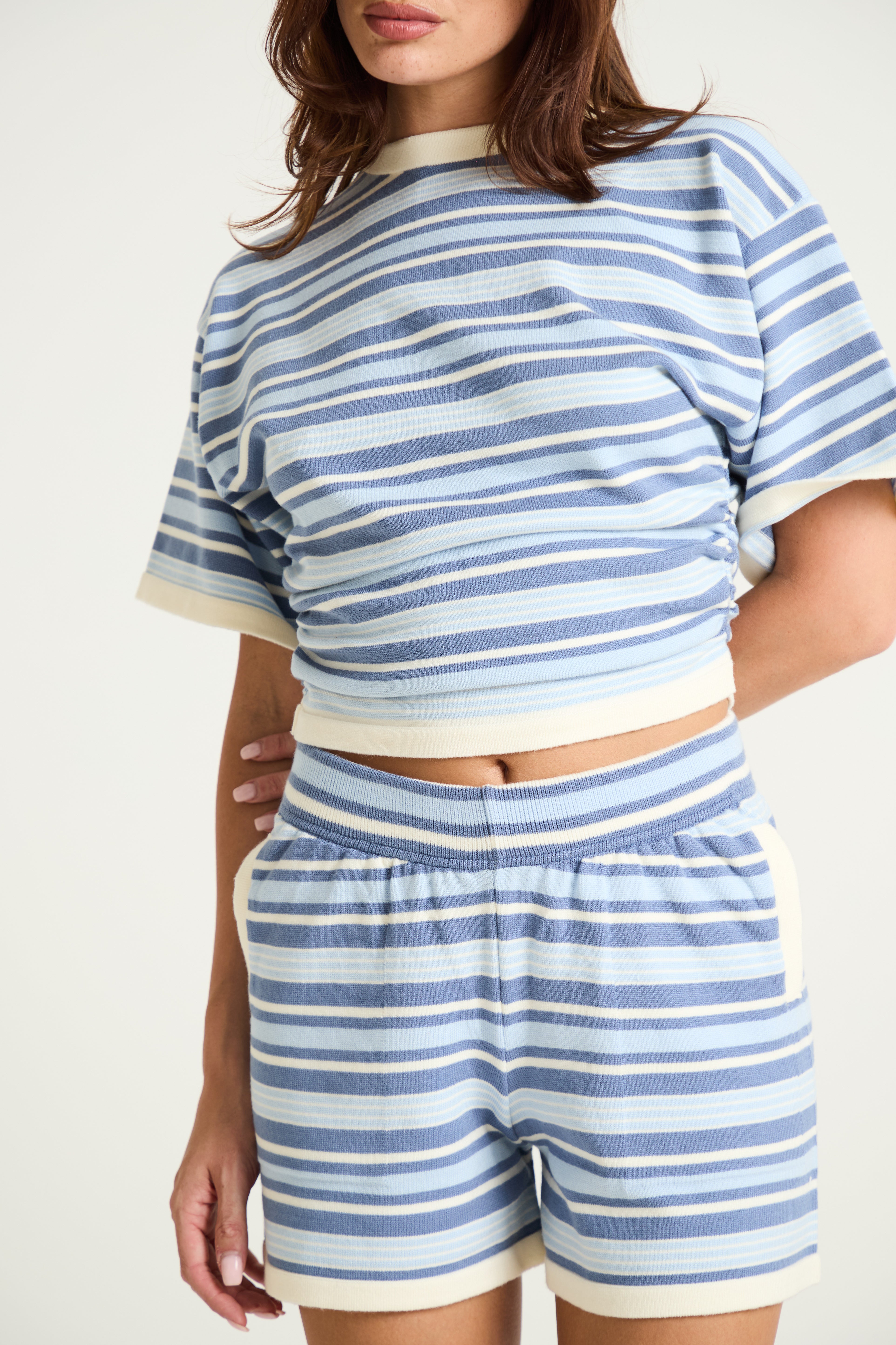 Stripe Lounge Shorts in Blue