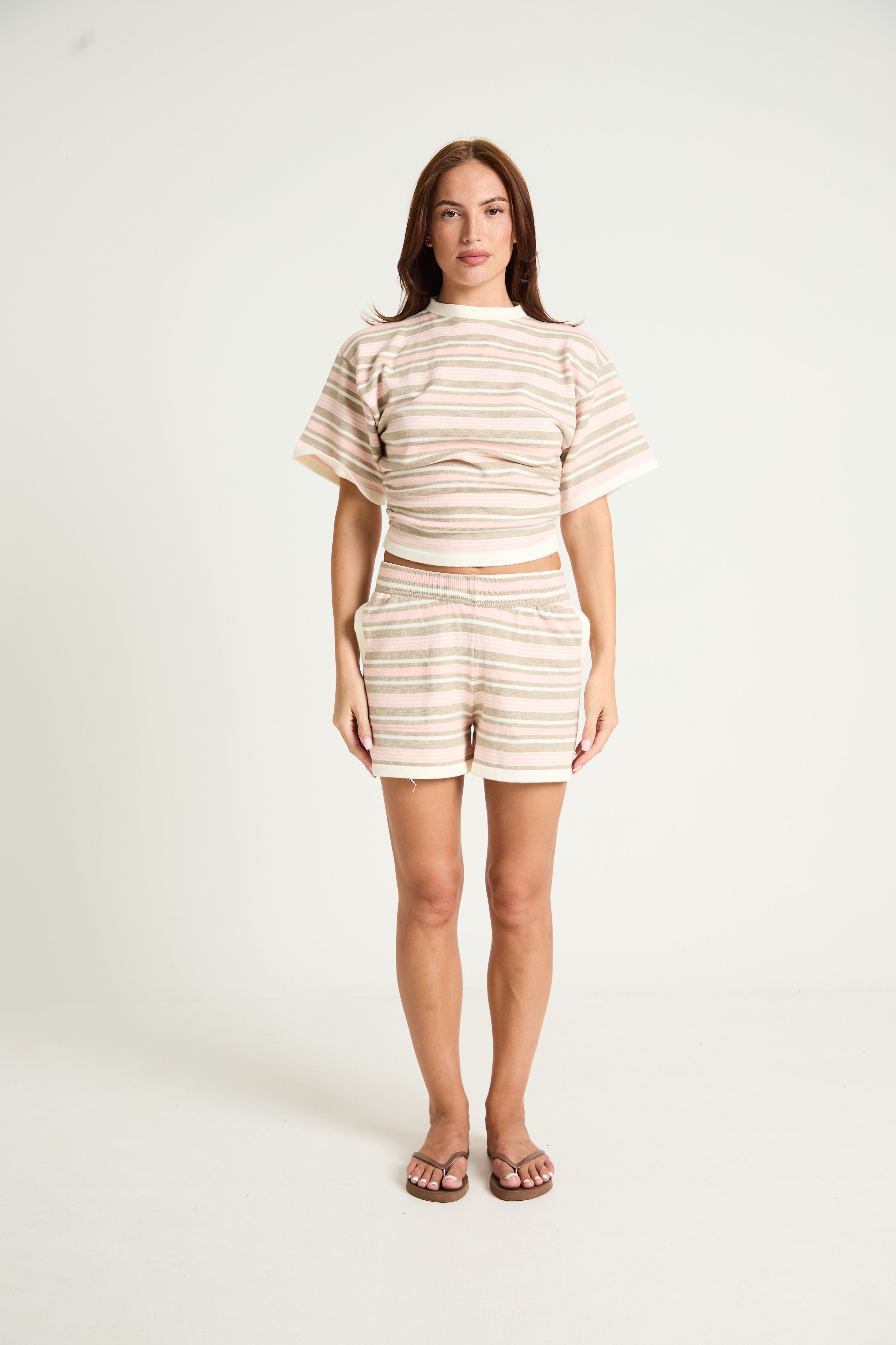 Stripe Lounge Shorts in Pink