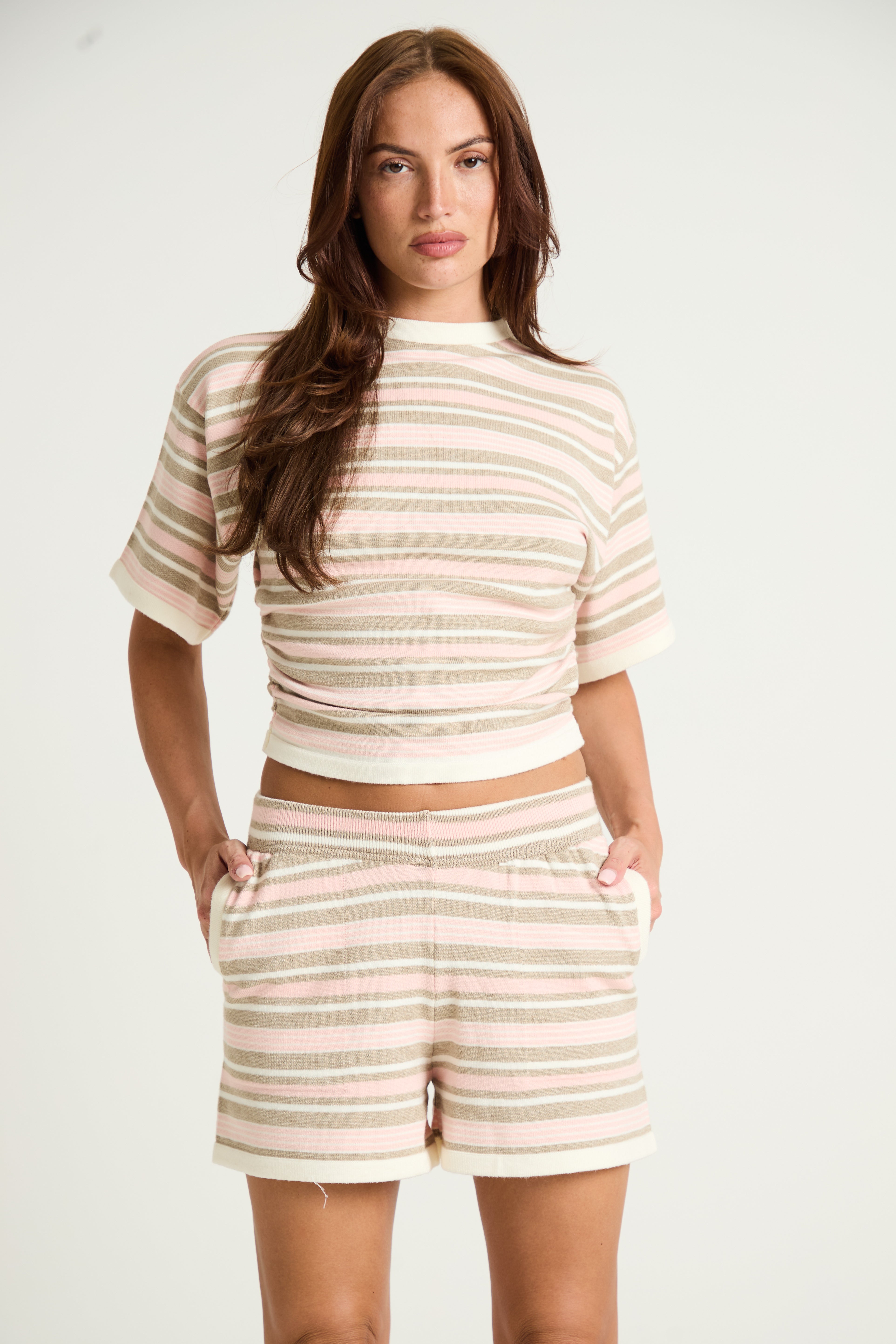 Stripe Lounge Shorts in Pink