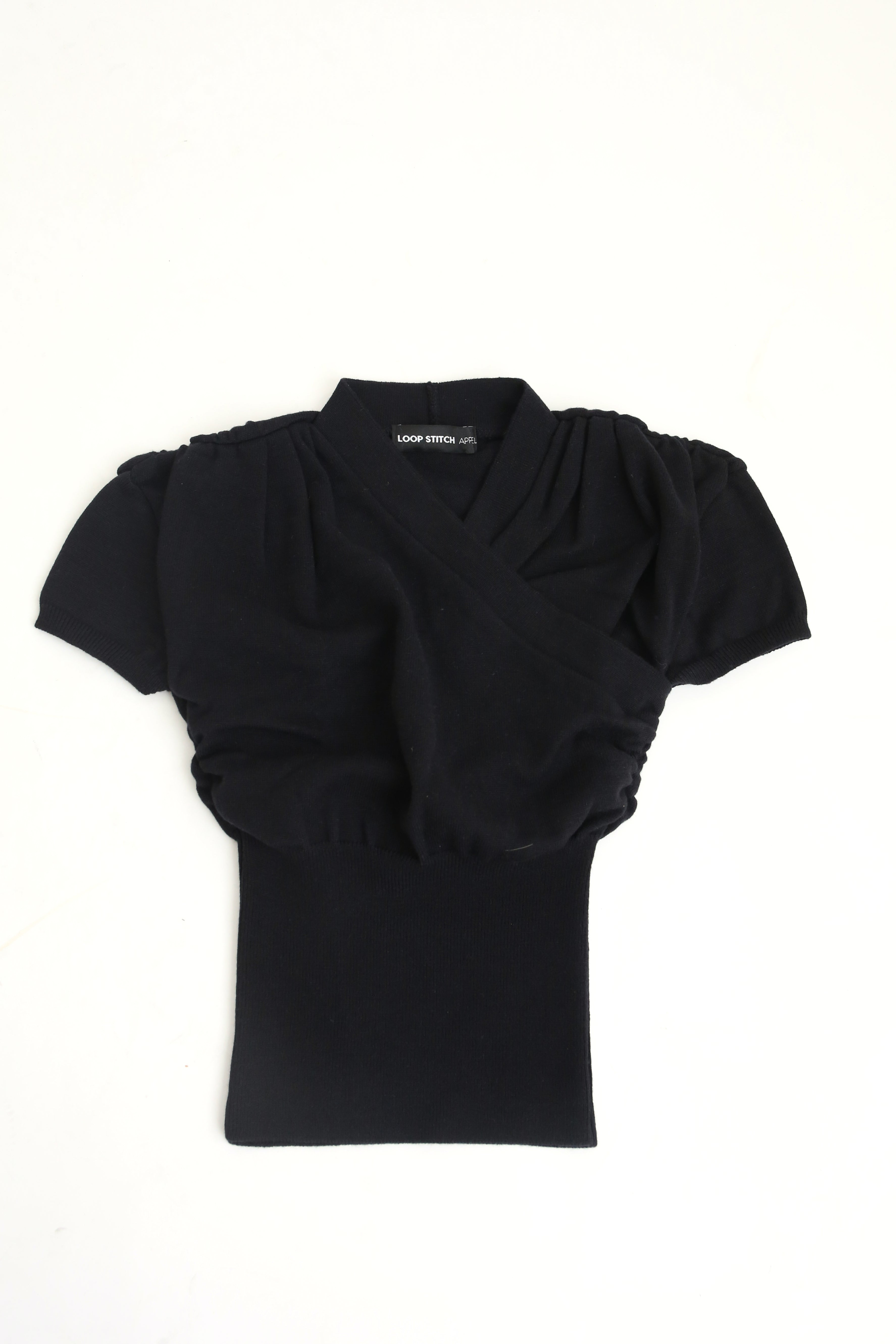 Wrap Knit Top in Black