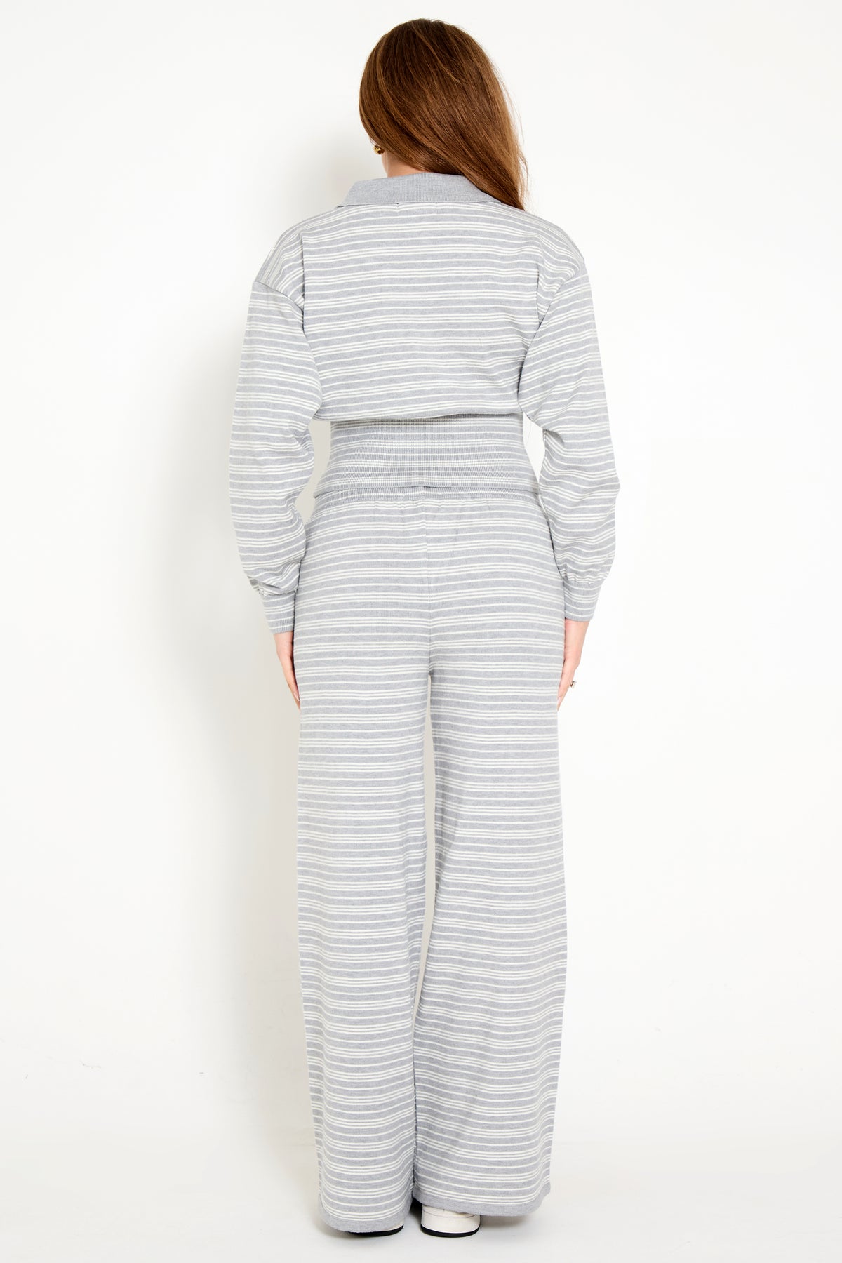 Striped Drawstring Pants in Grey