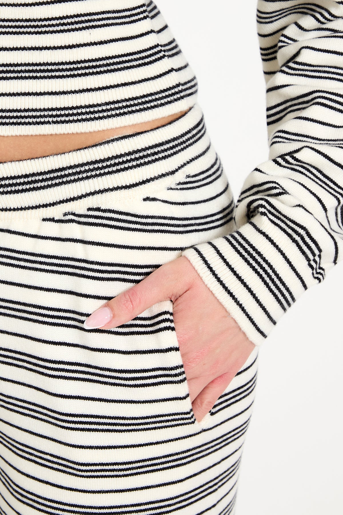 Striped Drawstring Pants in Cream