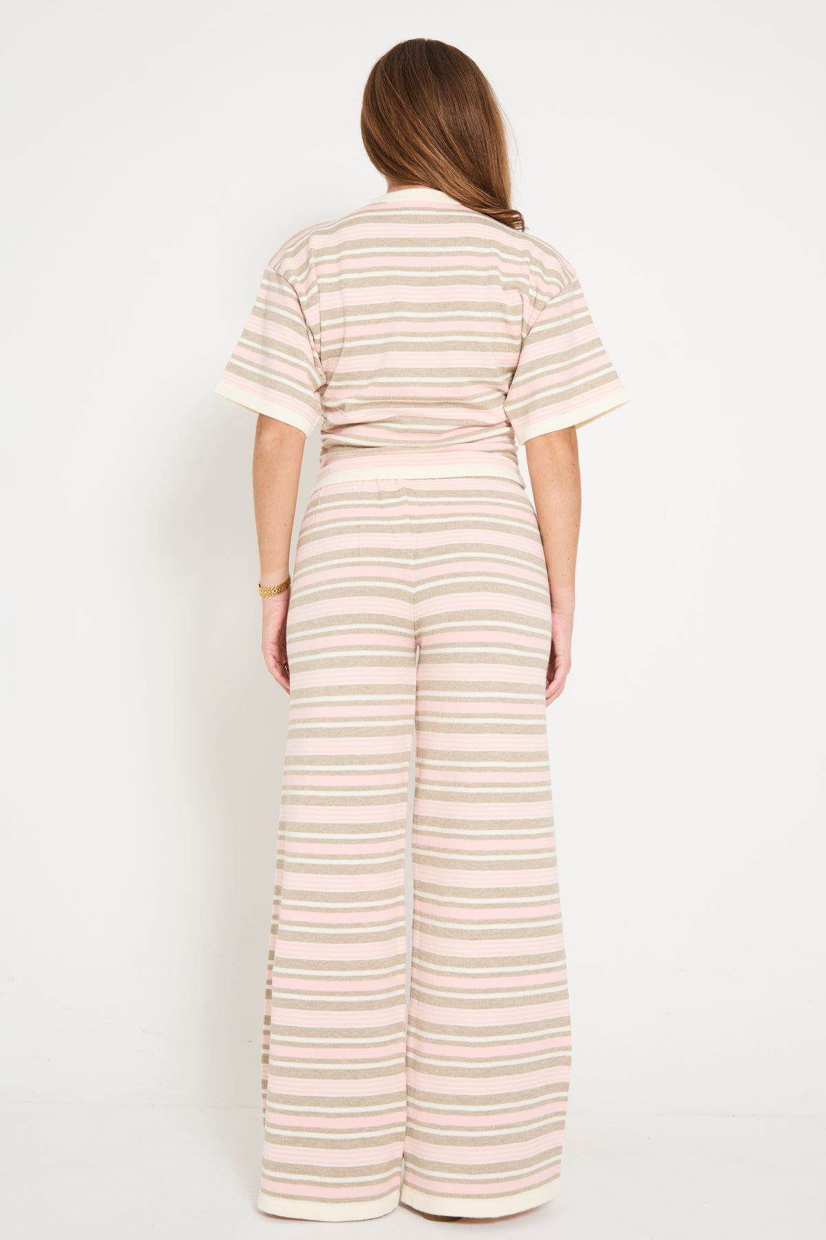 Stripe Wide Leg Trousers in Pink