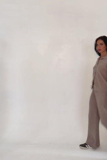 Cozy Waffle Knit Cardigan in Brown