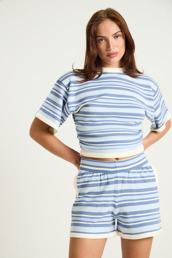 Stripe Lounge Shorts in Blue