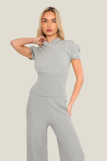 Wrap Knit top in Grey